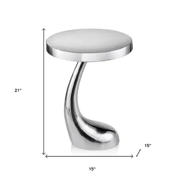21" Silver Aluminum Round Abstract End Table