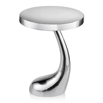 21" Silver Aluminum Round Abstract End Table