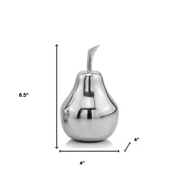 7" Silver Buffed Aluminum Decorative Pear Tabletop Sculpture