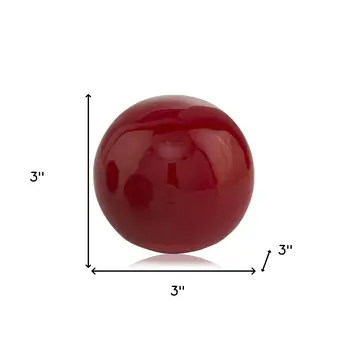 3" Red Aluminum Decorative Orb Tabletop Sculpture