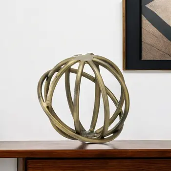 7" Bronze Cast Iron Decorative Orb Tabletop Sculpture