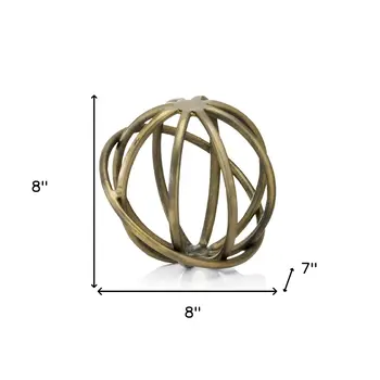 7" Bronze Cast Iron Decorative Orb Tabletop Sculpture