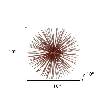 10" Red Iron Decorative Spiky Sphere Tabletop Sculpture