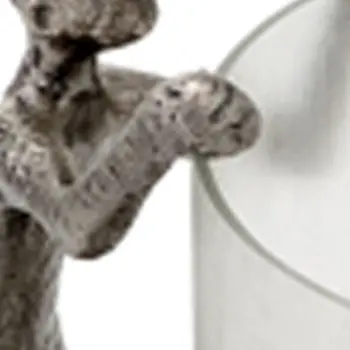 10" Silver And Glass Climbing Man Hurricane Candle Holder