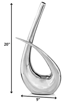 20" Aluminum Silver Modern Abstract Table Vase