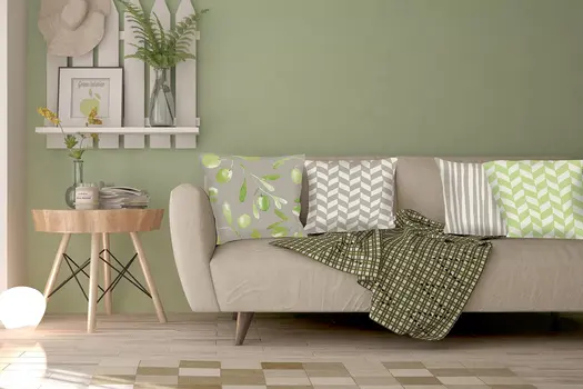 18" Green and White Geometric Throw Pillow Cover