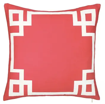 18" Red And White Fabric Throw Pillow Cover