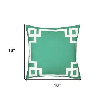 18" Green and White Geometric Throw Pillow Cover