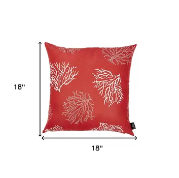 18" Red And White Fabric Throw Pillow Cover