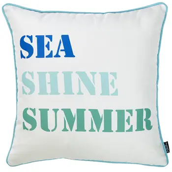18" Blue and White Throw Pillow Cover