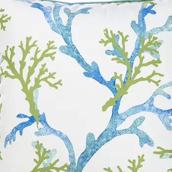 18" Blue And White Fabric Throw Pillow Cover
