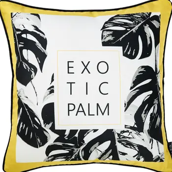 18" Black and White Fabrc Throw Pillow Cover