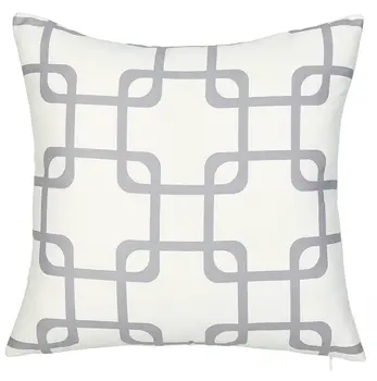18" Gray and White Throw Pillow Cover