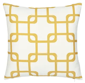 18" Yellow and White Throw Pillow Cover