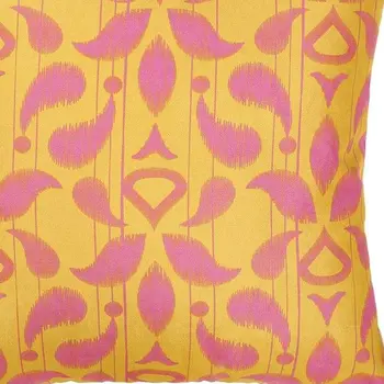 18"X18" Orange Ikat Decorative Throw Pillow Cover Printed