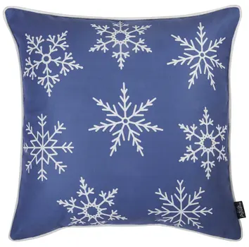 18" Blue And White Fabric Throw Pillow Cover