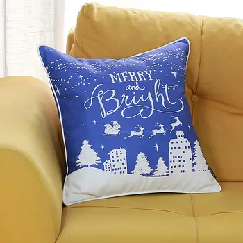 18" Black And White Christmas Reindeer Fabric Throw Pillow Cover