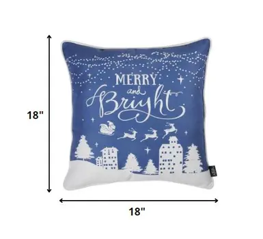 18" Black And White Christmas Reindeer Fabric Throw Pillow Cover