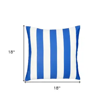 18" Blue And White Fabric Throw Pillow Cover