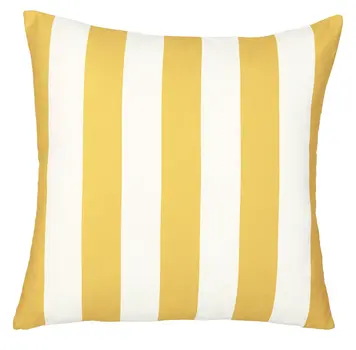 18" Yellow and White Striped Throw Pillow Cover