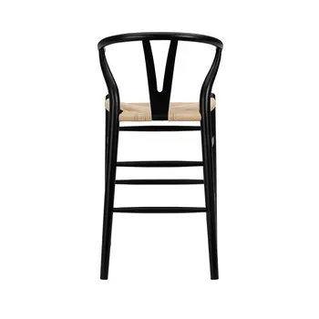 Natural And Black Solid Wood Counter Height Bar Chair