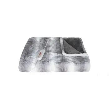 50" X 60" Gray And White Heated Electric Striped Throw Blanket