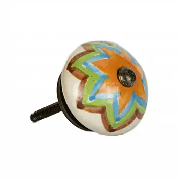 Set of Twelve Green And White Floral Ceramic Drawer Pull Knobs