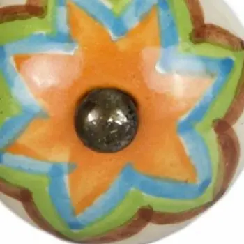 Set of Twelve Green And White Floral Ceramic Drawer Pull Knobs