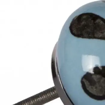 Set of Twelve Blue And Black Geometric Ceramic Drawer Pull Knobs