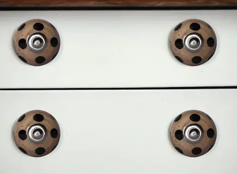 Set of Twelve Brown And Black Geometric Ceramic Drawer Pull Knobs