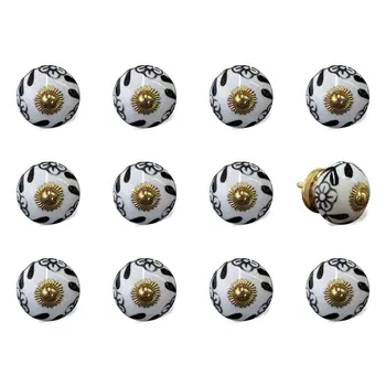 1.5" X 1.5" X 1.5" Ceramic Metal Multicolor 12 Pack Knob