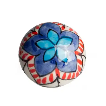 Set of Twelve Blue And White Floral Ceramic Drawer Pull Knobs