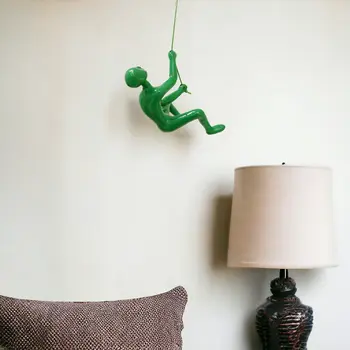 6" X 3" Green Resin Climbing Man Hanging Dimensional Sculpture
