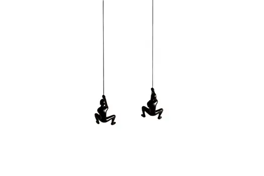 Set of Two Black Resin Climbing Man Hanging Dimensional Sculpture