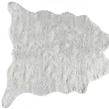 5' X 8' Gray Faux Fur Washable Area Rug
