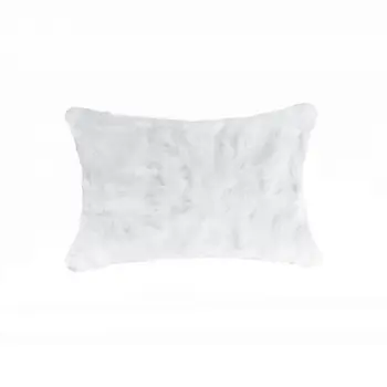 5" X 12" X 20" 100% Natural Rabbit Fur White Pillow