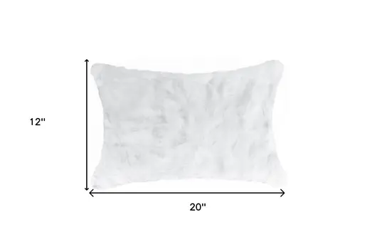 5" X 12" X 20" 100% Natural Rabbit Fur White Pillow