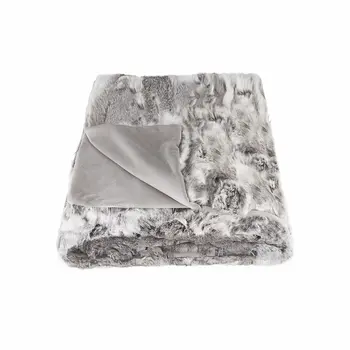 50" X 60" Gray Rabbit Fur Throw Blanket