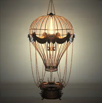 23" x 23" x 41" Vintage Hot Air Balloon Pendant