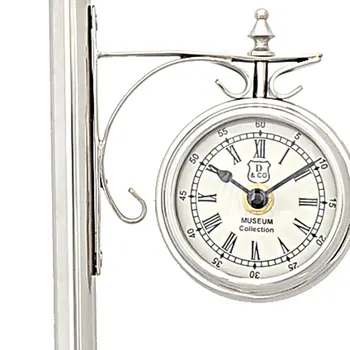 8" X 3.75" X 16.25" Brassalum. Lamp Post Clock One Sided