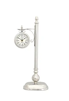 8" X 3.75" X 16.25" Brassalum. Lamp Post Clock One Sided