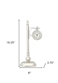 8" X 3.75" X 16.25" Brassalum. Lamp Post Clock One Sided