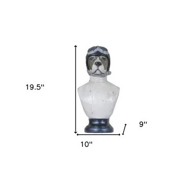 Dog Bust Aviator Statue