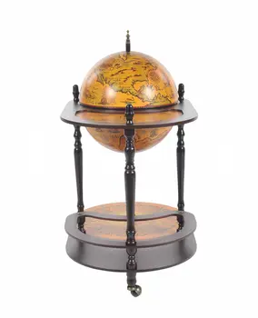 32" Brown Solid Wood Oval Rolling Bar Cart With Wine Storage
