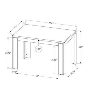 47" Gray Dining Table