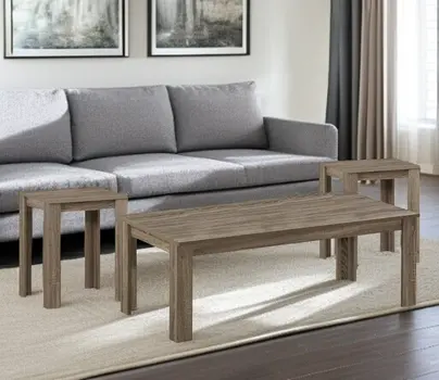Set of Three 44" Taupe Coffee Table