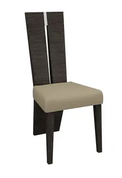 Set of Two Gray And Dark Brown Upholstered Dining Side Chairs