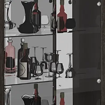 50" Gray and Silver Wood And Glass Curio Cabinet With Two Doors And One Drawer