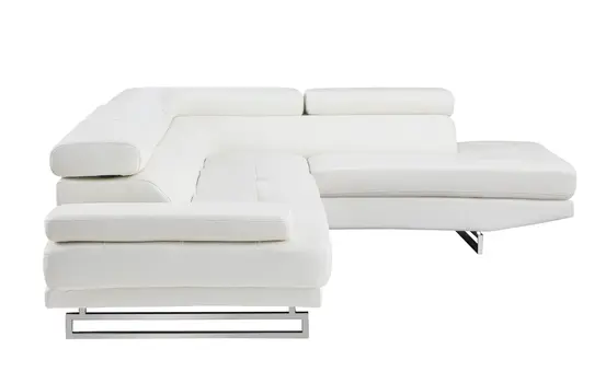 Gray Leather L Shaped Two Piece Corner Sectional