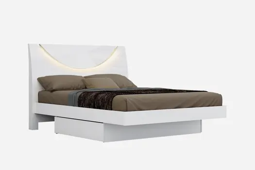 White Solid Wood Queen Bed Frame